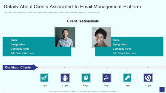 Email Management Software Details About Clients Associated To Email Management Platform Summary PDF