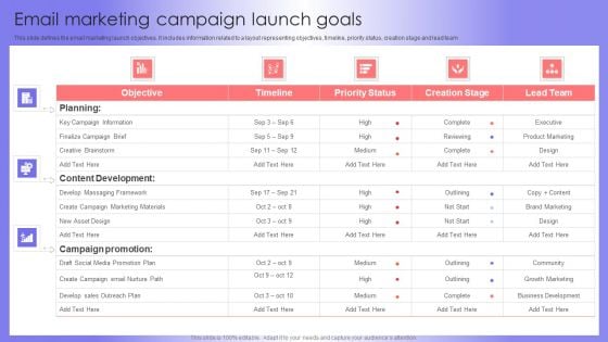 Email Marketing Campaign Launch Goals Portrait PDF Email Marketing Campaign Launch Goals Portrait PDF