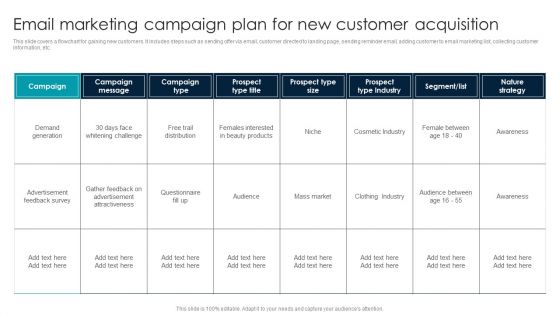 Email Marketing Campaign Plan For New Customer Acquisition Microsoft PDF