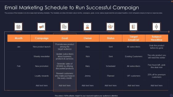 Email Marketing Schedule To Run Successful Campaign Demonstration PDF Email Marketing Schedule To Run Successful Campaign Demonstration PDF