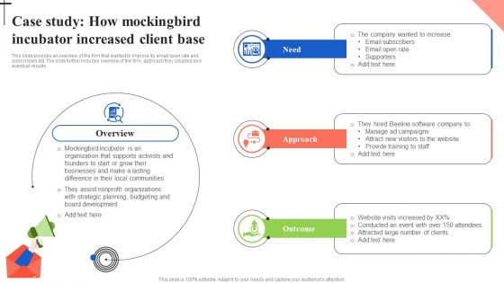 Email Marketing Strategies For Non Profit Organizations Case Study How Mockingbird Incubator Template PDF