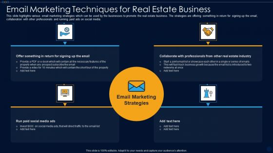 Email Marketing Techniques For Real Estate Business Ppt PowerPoint Presentation Icon Inspiration PDF Email Marketing Techniques For Real Estate Business Ppt PowerPoint Presentation Icon Inspiration PDF