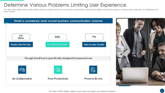 Email Platform Fundraising Determine Various Problems Limiting User Experience Brochure PDF