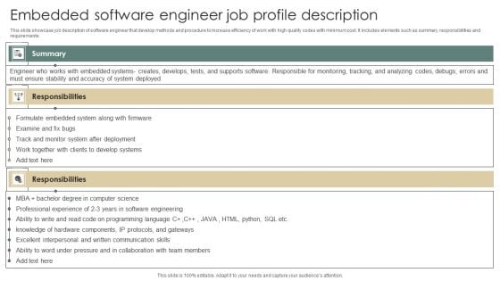 Embedded Software Engineer Job Profile Description Formats PDF Embedded Software Engineer Job Profile Description Formats PDF