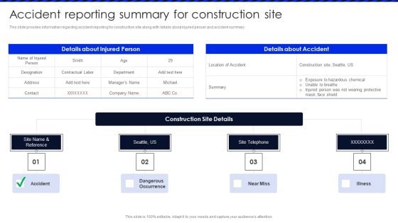 Embracing Construction Project Playbook Accident Reporting Summary For Construction Background PDF Embracing Construction Project Playbook Accident Reporting Summary For Construction Background PDF
