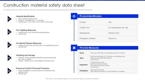 Embracing Construction Project Playbook Construction Material Safety Data Sheet Background PDF