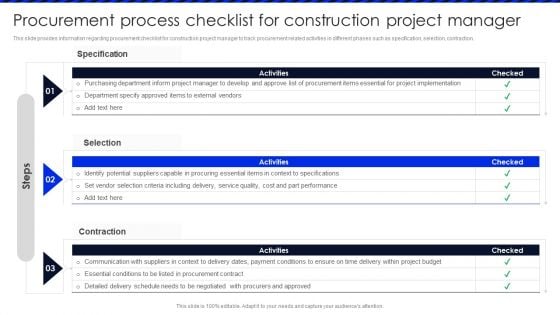 Embracing Construction Project Playbook Procurement Process Checklist For Construction Download PDF Embracing Construction Project Playbook Procurement Process Checklist For Construction Download PDF