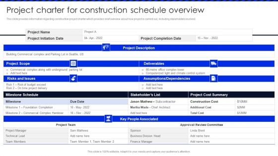Embracing Construction Project Playbook Project Charter For Construction Schedule Template PDF Embracing Construction Project Playbook Project Charter For Construction Schedule Template PDF