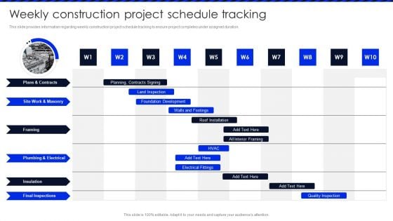 Embracing Construction Project Playbook Weekly Construction Project Schedule Tracking Professional PDF