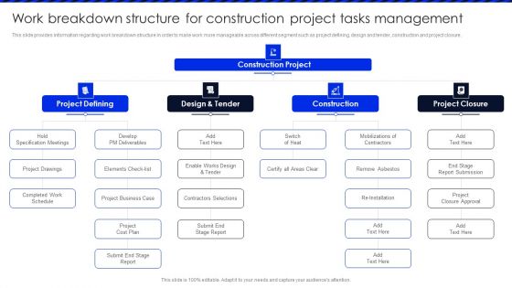 Embracing Construction Project Playbook Work Breakdown Structure For Construction Information PDF