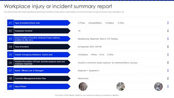 Embracing Construction Project Playbook Workplace Injury Or Incident Summary Report Template PDF Embracing Construction Project Playbook Workplace Injury Or Incident Summary Report Template PDF