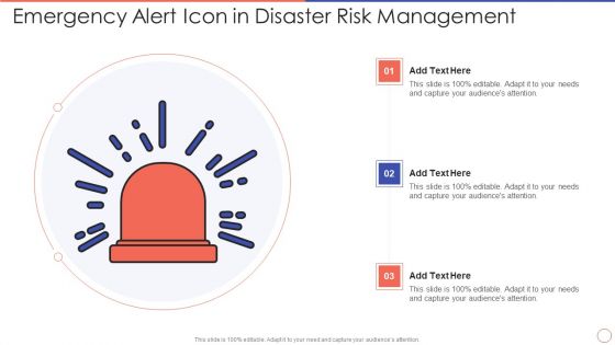 Emergency Alert Icon In Disaster Risk Management Diagrams PDF