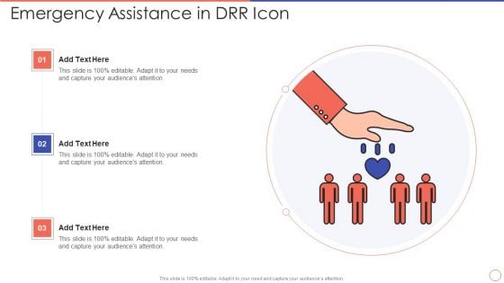 Emergency Assistance In DRR Icon Ppt Icon Design Templates PDF