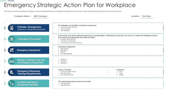 Emergency Strategic Action Plan For Workplace Background PDF