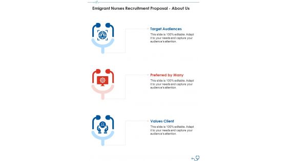 Emigrant Nurses Recruitment Proposal About Us Slide2 One Pager Sample Example Document Emigrant Nurses Recruitment Proposal About Us Slide2 One Pager Sample Example Document