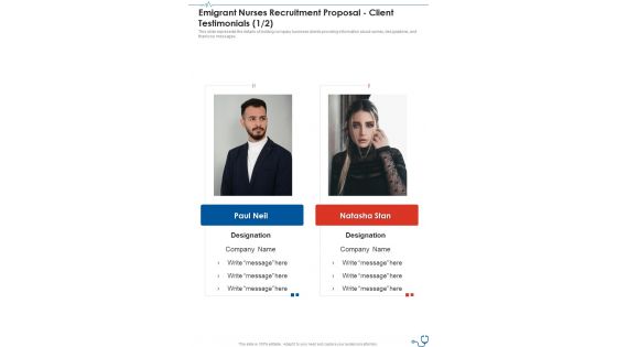 Emigrant Nurses Recruitment Proposal Client Testimonials One Pager Sample Example Document Emigrant Nurses Recruitment Proposal Client Testimonials One Pager Sample Example Document