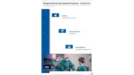 Emigrant Nurses Recruitment Proposal Contact Us One Pager Sample Example Document Emigrant Nurses Recruitment Proposal Contact Us One Pager Sample Example Document
