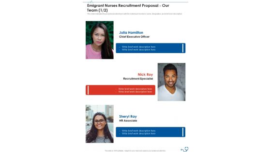 Emigrant Nurses Recruitment Proposal Our Team One Pager Sample Example Document Emigrant Nurses Recruitment Proposal Our Team One Pager Sample Example Document