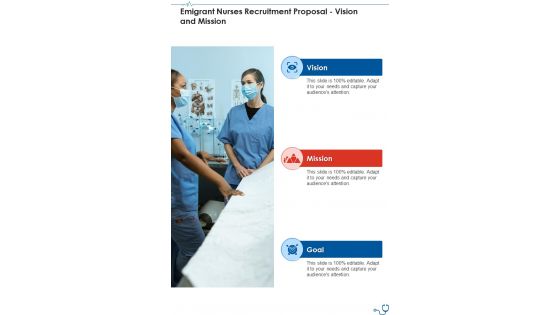 Emigrant Nurses Recruitment Proposal Vision And Mission One Pager Sample Example Document