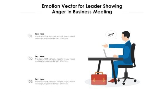 Emotion Vector For Leader Showing Anger In Business Meeting Ppt PowerPoint Presentation File Guidelines PDF