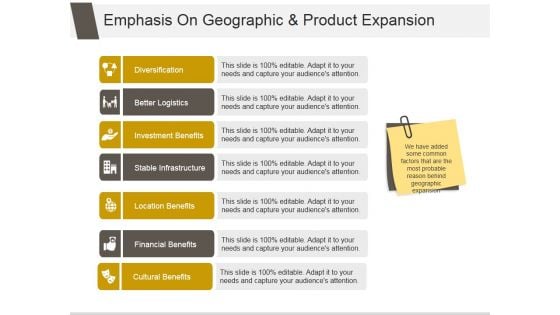 Emphasis On Geographic And Product Expansion Ppt PowerPoint Presentation Templates