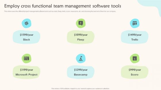 Employ Cross Functional Team Management Software Tools Teams Working Towards A Shared Objective Demonstration PDF