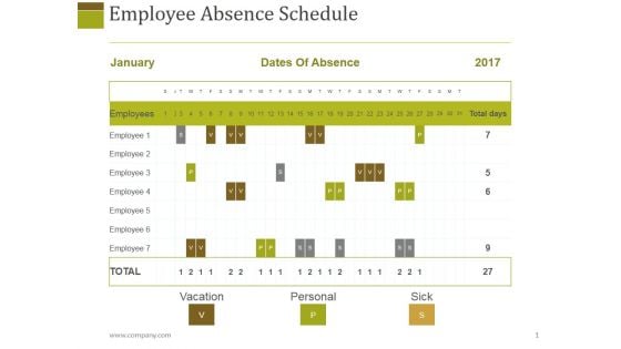 Employee Absence Schedule Ppt PowerPoint Presentation Introduction