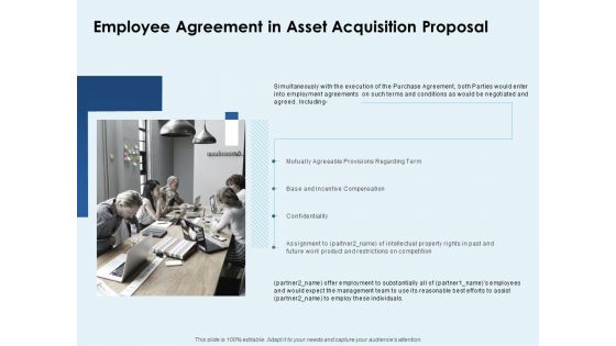 Employee Agreement In Asset Acquisition Proposal Ppt PowerPoint Presentation Ideas Show