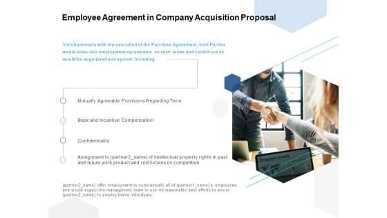 Employee Agreement In Company Acquisition Proposal Ppt PowerPoint Presentation Infographic Template Rules