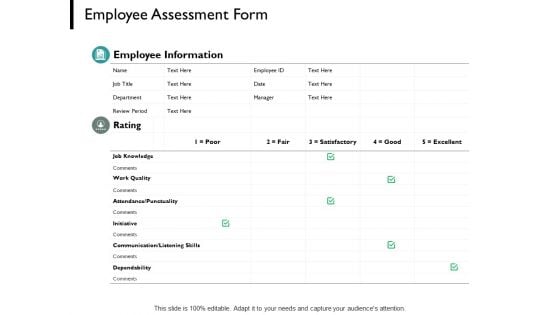 Employee Assessment Form Communication Ppt PowerPoint Presentation Inspiration Outfit