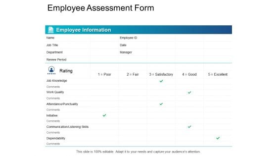 Employee Assessment Form Dependability Ppt PowerPoint Presentation Gallery Objects