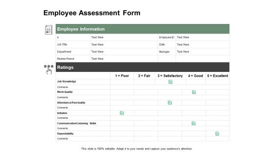 Employee Assessment Form Ppt PowerPoint Presentation Inspiration Portfolio