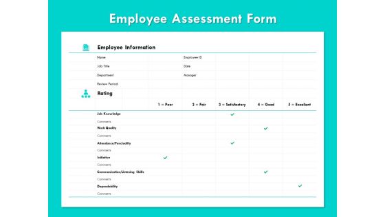 Employee Assessment Form Ppt PowerPoint Presentation Summary Show