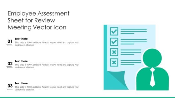 Employee Assessment Sheet For Review Meeting Vector Icon Ppt Gallery Background Image PDF