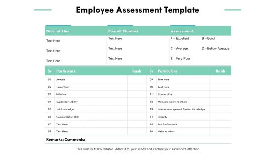 Employee Assessment Template Ppt PowerPoint Presentation Show Inspiration Employee Assessment Template Ppt PowerPoint Presentation Show Inspiration