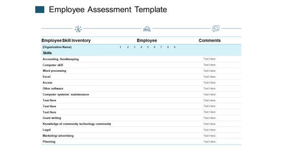 Employee Assessment Template Slide Marketing Ppt PowerPoint Presentation Icon Themes