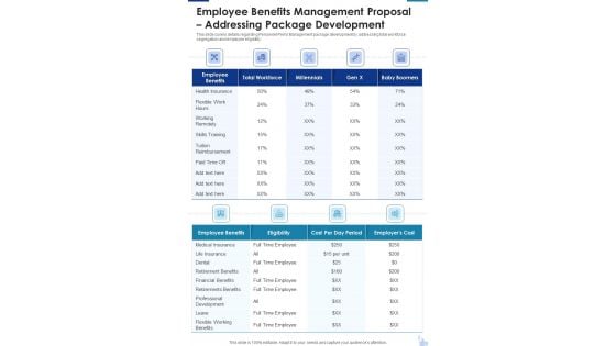 Employee Benefits Management Proposal Addressing Package Development One Pager Sample Example Document Employee Benefits Management Proposal Addressing Package Development One Pager Sample Example Document