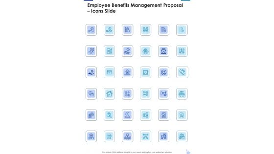 Employee Benefits Management Proposal Icons Slide One Pager Sample Example Document Employee Benefits Management Proposal Icons Slide One Pager Sample Example Document