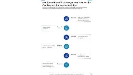 Employee Benefits Management Proposal Our Process For Implementation One Pager Sample Example Document