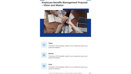 Employee Benefits Management Proposal Vision And Mission One Pager Sample Example Document