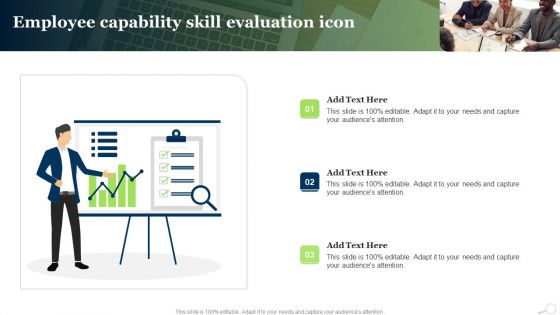 Employee Capability Skill Evaluation Icon Ppt PowerPoint Presentation Slides Clipart PDF