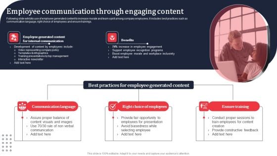 Employee Communication Through Engaging Content Ppt PowerPoint Presentation File Icon PDF