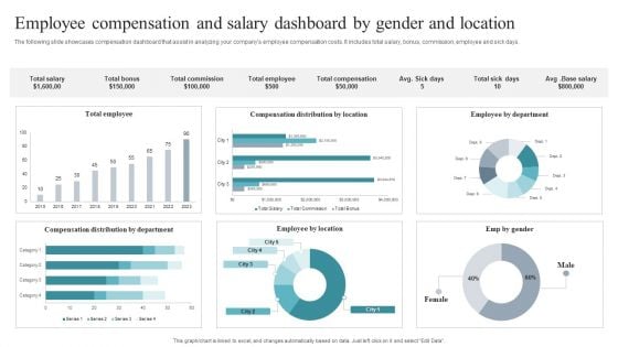 Employee Compensation And Salary Dashboard By Gender And Location Download PDF