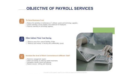 Employee Compensation Proposal Objective Of Payroll Services Ppt Model Picture PDF