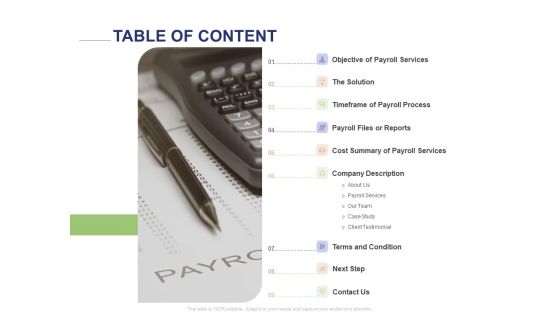 Employee Compensation Proposal Table Of Content Ppt Icon Layout PDF