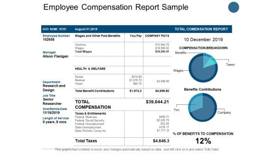 Employee Compensation Report Sample Ppt PowerPoint Presentation Styles Icon