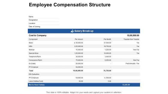 Employee Compensation Structure Component Ppt PowerPoint Presentation Pictures Graphics