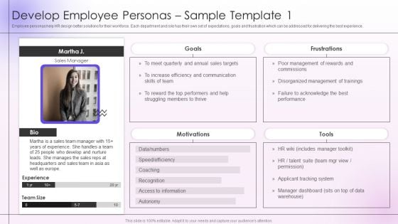 Employee Engagement And Satisfaction Strategies Develop Employee Personas Sample Template Guidelines PDF