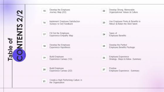 Employee Engagement And Satisfaction Strategies Table Of Contents Sample PDF