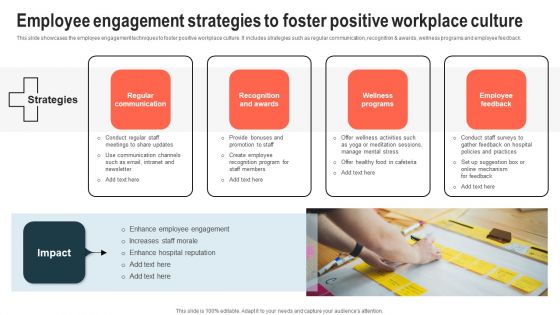 Employee Engagement Strategies To Foster Positive Workplace Culture Portrait PDF